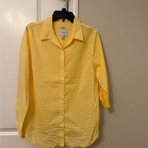 Charter Club Yellow Button-Front Textured Blouse